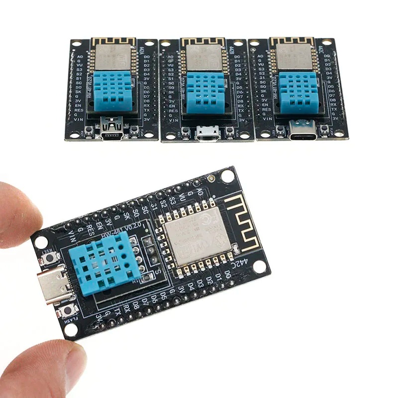 Temperature Humidity Sensor - DHT11 เซ็นเซอร์วัดอุณหภูมิและความชื้นรุ่นใหม่ CH340 บอร์ดพัฒนา ESP8266 โมดูลพอร์ตเชื่อมต่อ