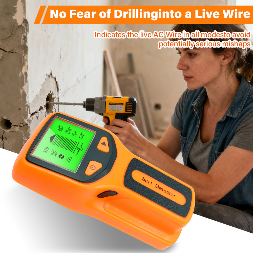Water Leak Detector Wired - เครื่องตรวจจับผนัง 5-in-1 แบบมือถือ ตรวจจับสกรู เสา สายไฟฟ้ากระแสสลับ