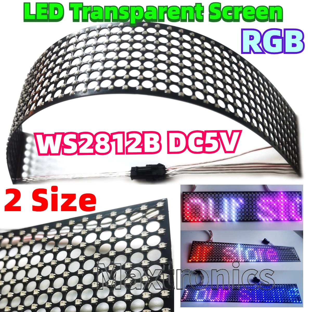 Rgb Led Matrix 8X8 - WS2812B LEDโปร่งใสหน้าจอสีRGB 256/384 Pixel Dot MatrixโปรโตคอลSPI